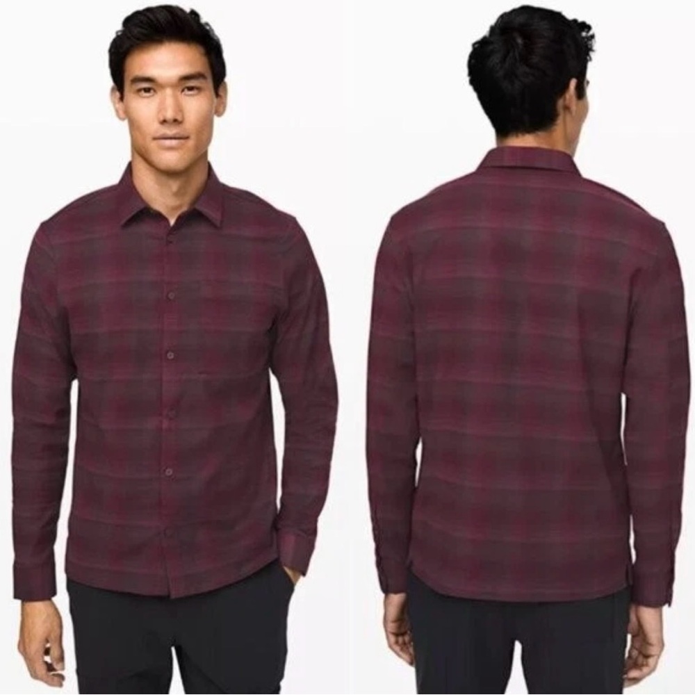 Lululemon Athletica Maroon Plaid Shirt